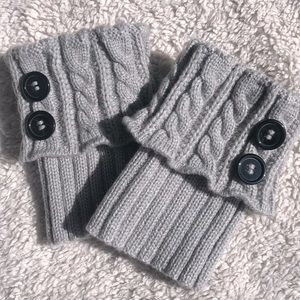 Faux boot sock knit cuffs with buttons OS